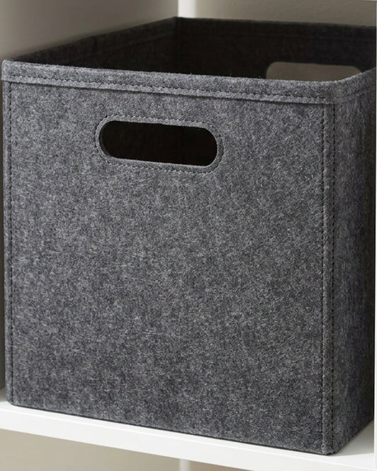 Dacrs Felt Foldable Cube Storage Bin 33 cm Charcoal - Lifestyle view