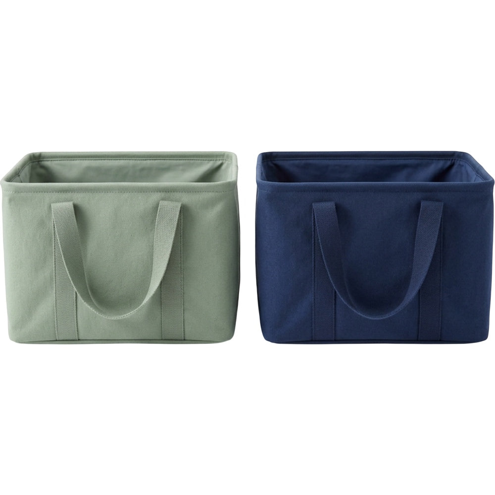 Dacrs Canvas Foldable Storage Basket Set of 2 Sage and Navy - Product view