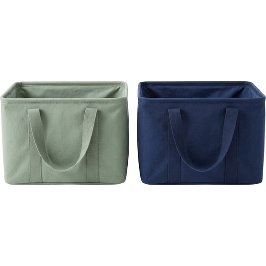 Dacrs Canvas Foldable Storage Basket Set of 2 Sage and Navy - Product view