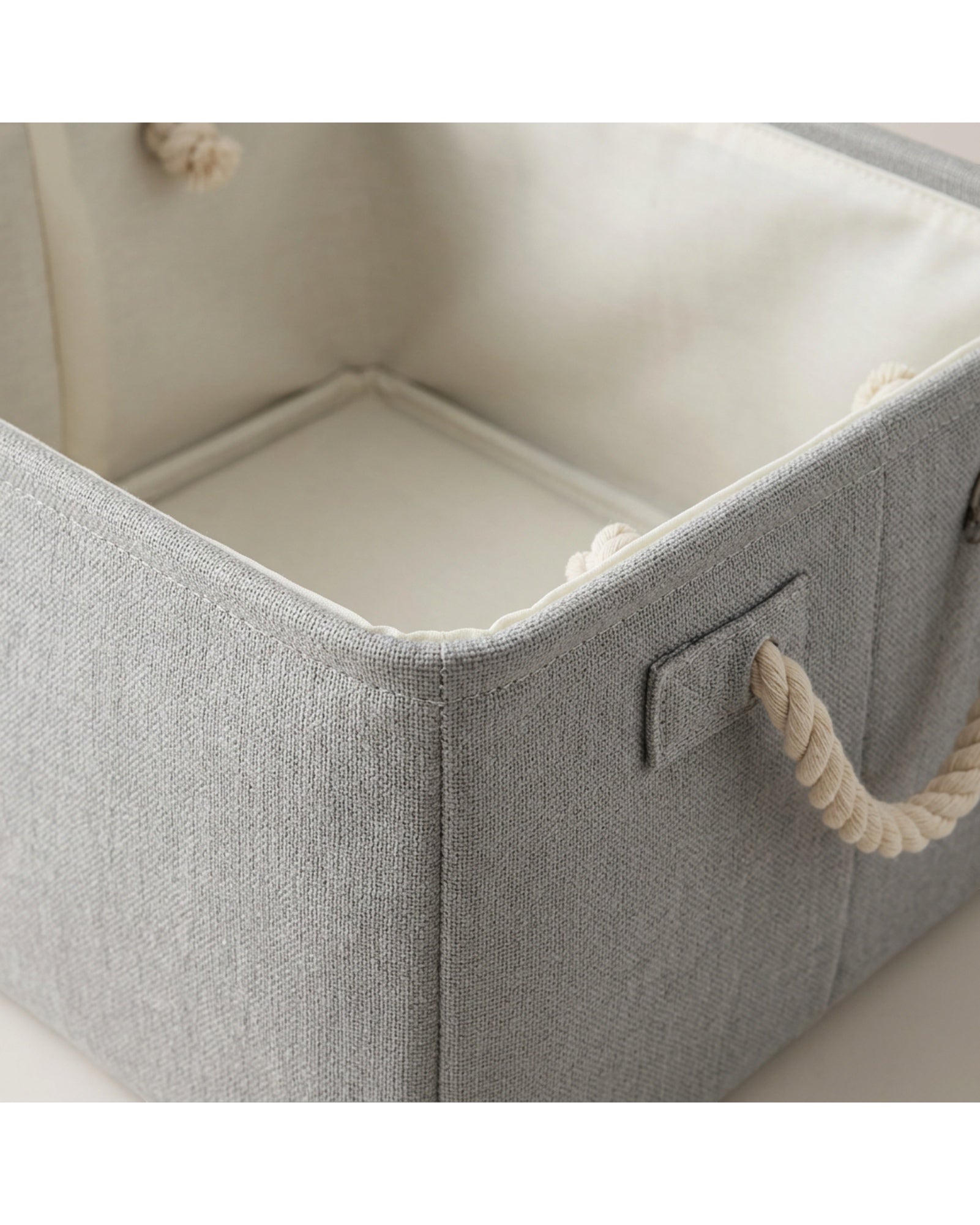 Dacrs Cotton-Linen Foldable Storage Basket 40 cm Mist Gray - Detail view