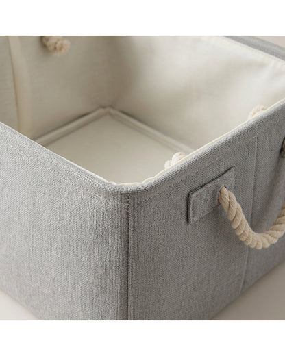 Dacrs Cotton-Linen Foldable Storage Basket 40 cm Mist Gray - Detail view
